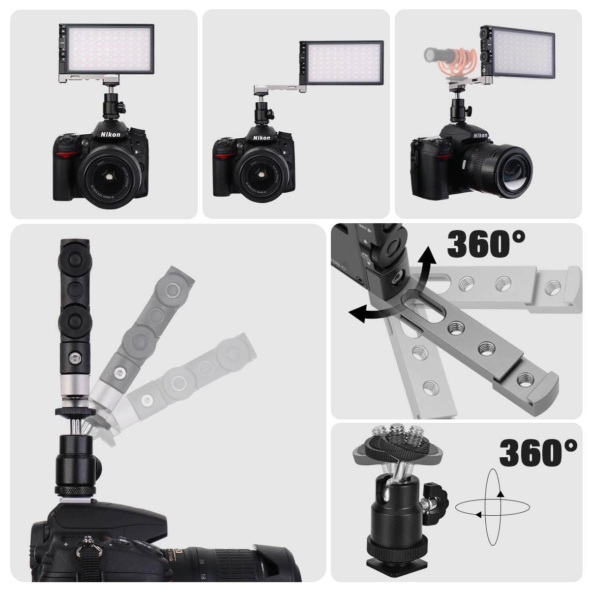 Pixel G1s RGB Video Light with APP Control, Built-in 12W Rechargeable Battery LED Camera Light, 10 Common Lighting Effects, CRI≥97 2500-8500K RGB Video Light with Aluminum Alloy Body