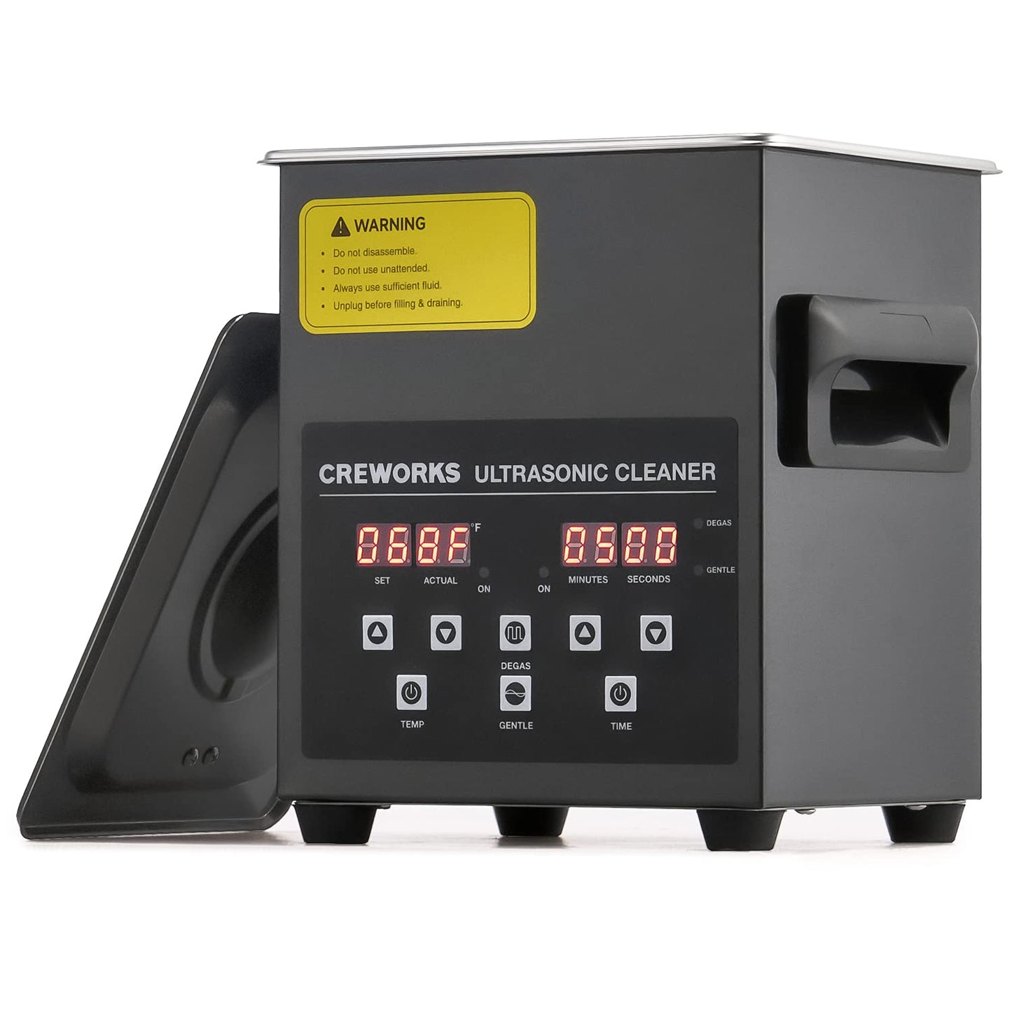 CREWORKS 2L Digital Ultrasonic Cleaning Machine with Degas and Gentle Mode, 60W Ultrasonic Cleaner Machine with Heater and Timer, 0.5 gal Ultrasound Cleaner for Retainer Watch Denture Glasses More