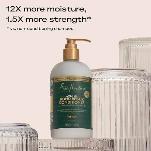 SheaMoisture Bond Repair Shampoo, Conditioner, Leave-In, & Oil Alma Oil 4 Pk to Strengthen Hair with Restorative HydroPlex Infusion