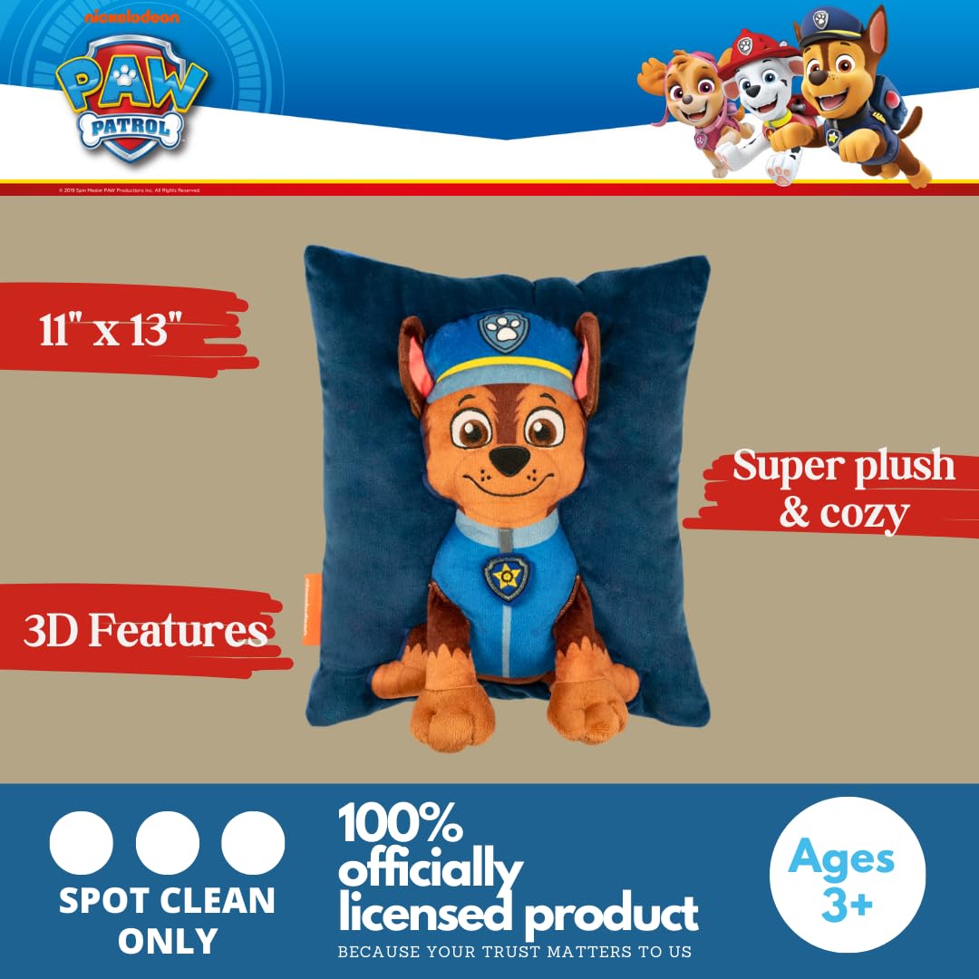 Franco Kids Super Plush Cozy (100% Officially Licensed Product) Snuggle Pillow, 11 in x 13 in, Paw Patrol-Chase