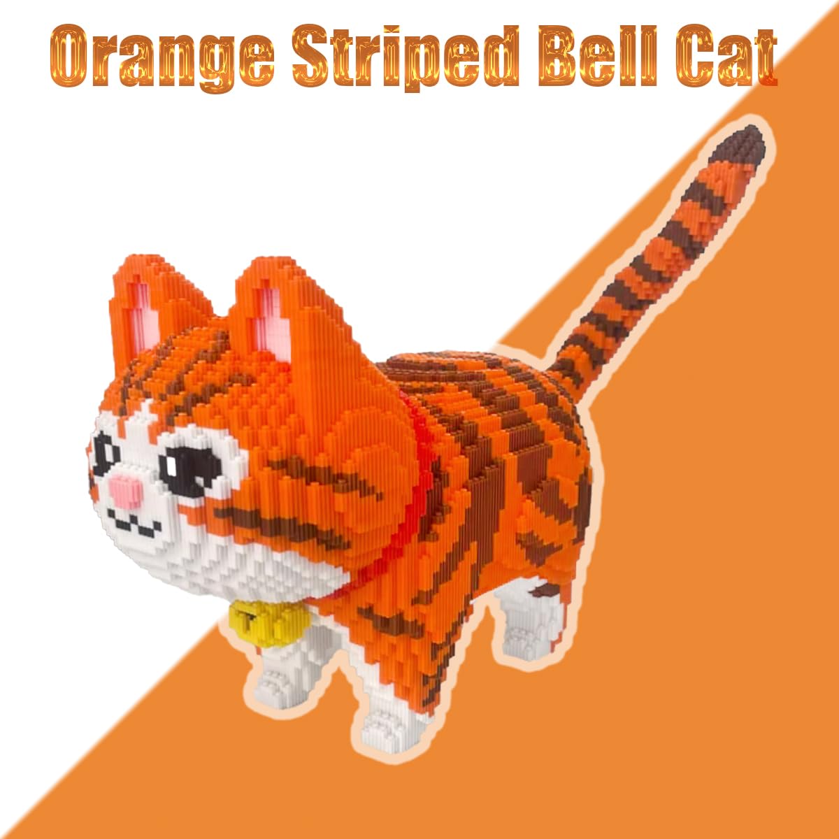 HONLANCH Animal Orange Striped Bell Cat Micro Building Blocks Set（8000PCS） Gift for Adult and Kid