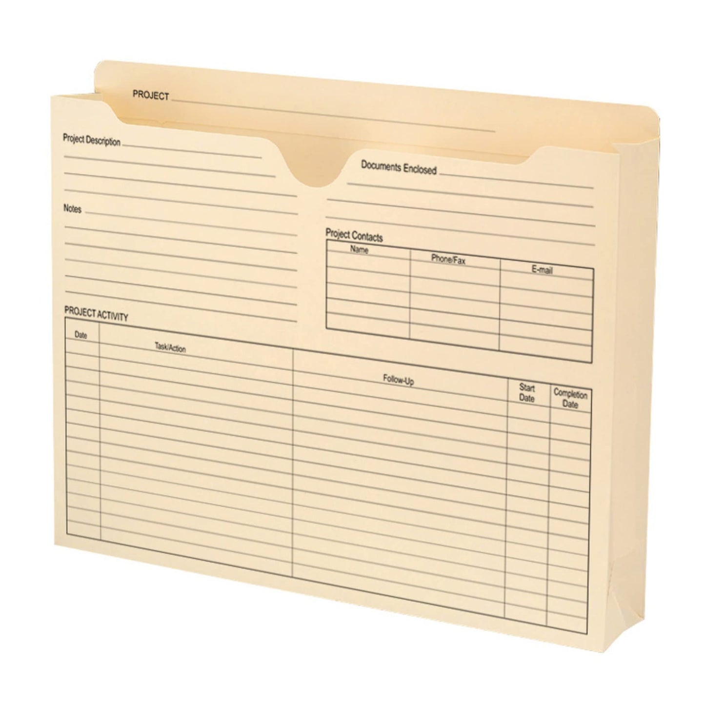 Smead Project File Jacket, Reinforced Straight-Cut Tab, Preprinted Front, Back and Tab, 2" Expansion, Letter Size, Manila, 50 per Box (75622) (Pack of 1)
