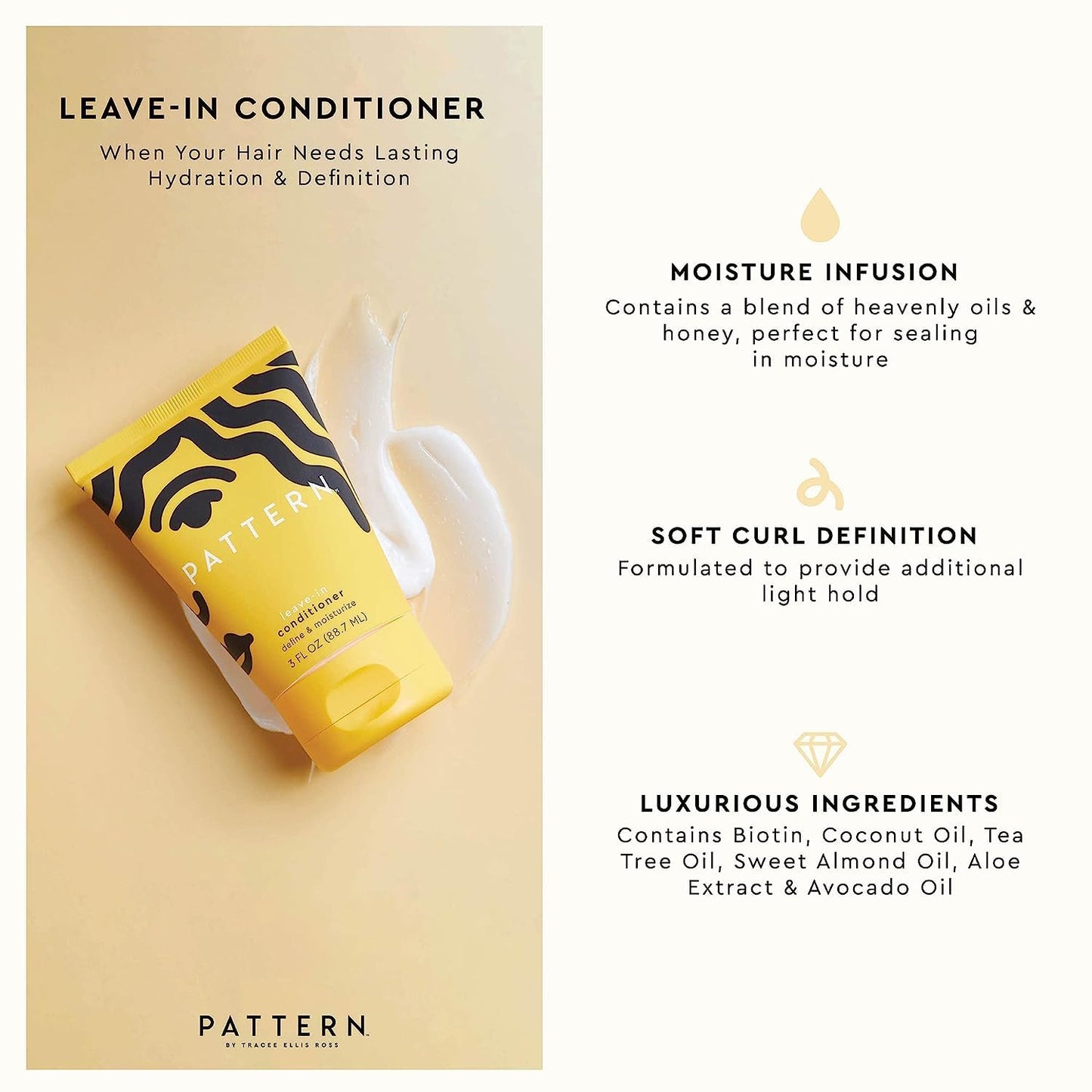 PATTERN Beauty by Tracee Ellis Ross Texture Travel Kit for Curly & Coily Hair, 3a-4c, Includes 3 oz Leave-In Conditioner, 3 oz Intensive Conditioner, 3 oz Cleansing Shampoo