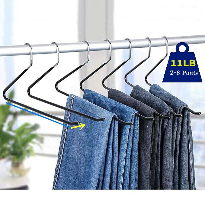 Corodo Metal Pants Hangers Non Slip - 40 Pack Open Ended Jean Hangers - Space Saving Clothes Hanger for Closet, Rubber Coated Short Neck Trouser Hanger