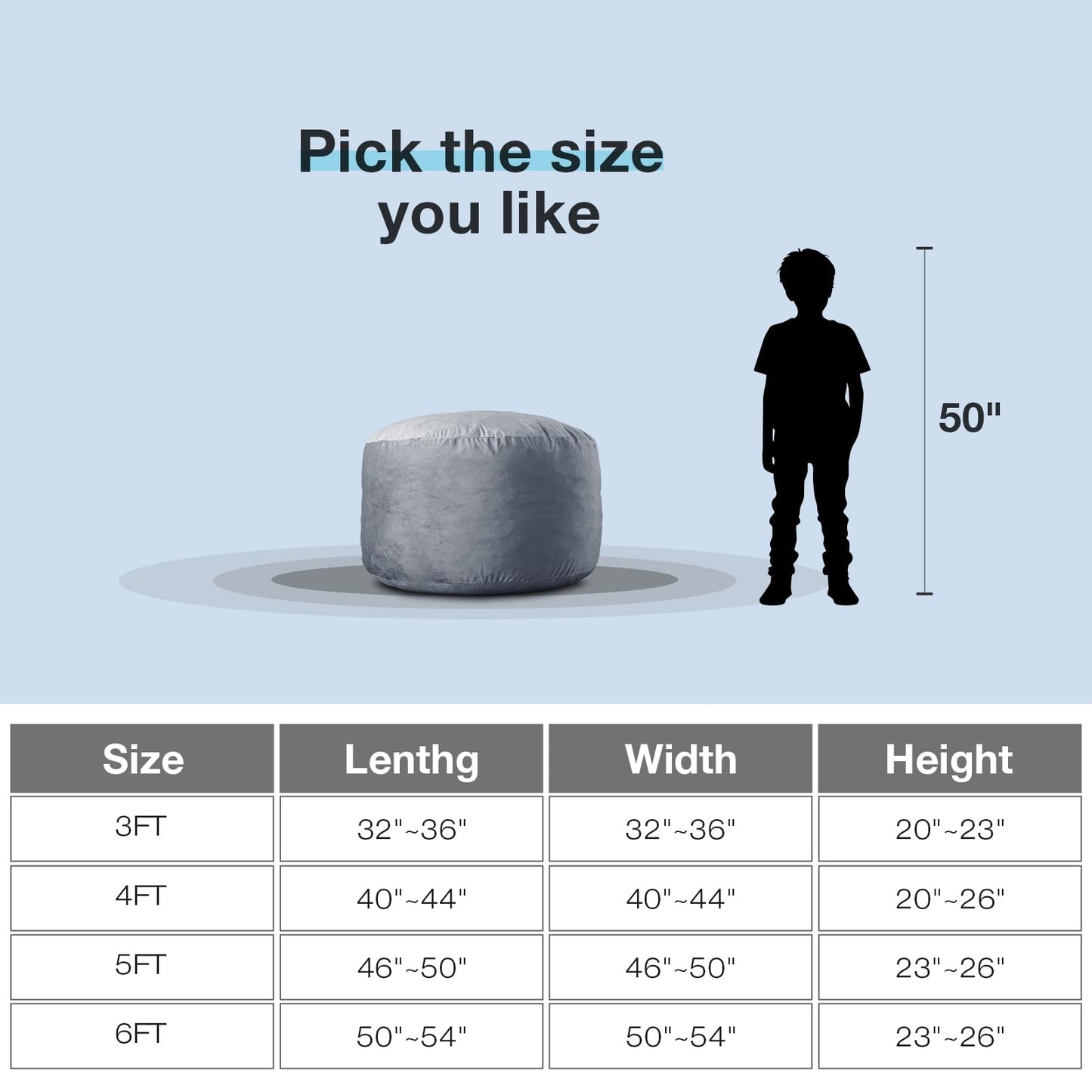 WhatsBedding 3 ft Bean Bag Chair,Large Bean Bag Chairs for Adults with Memory Foam Filling,Lazy Bean Bag Sofa for Living Room,Ultra Soft Velvet Fabric,Pull-Handle,Side-Pocket - 3 Foot,Dark Grey