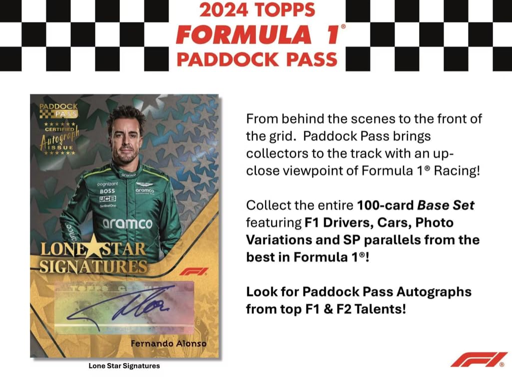 2024 Topps Paddock Pass F1 Formula 1 Blaster Box 6 Packs Per Box, 5 Cards Per Pack