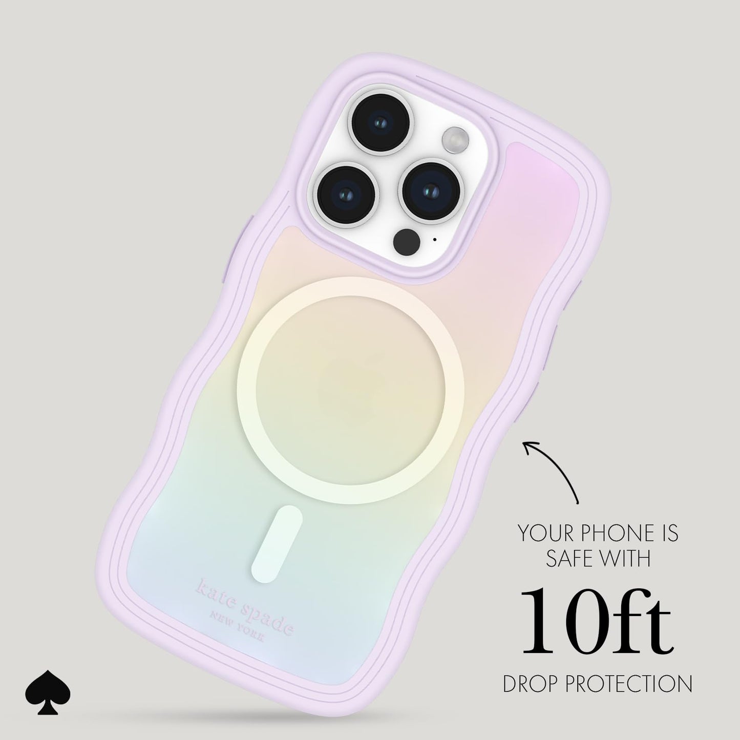 kate spade new york iPhone 15 Pro Case, Compatible with MagSafe - Wavy Iridescent