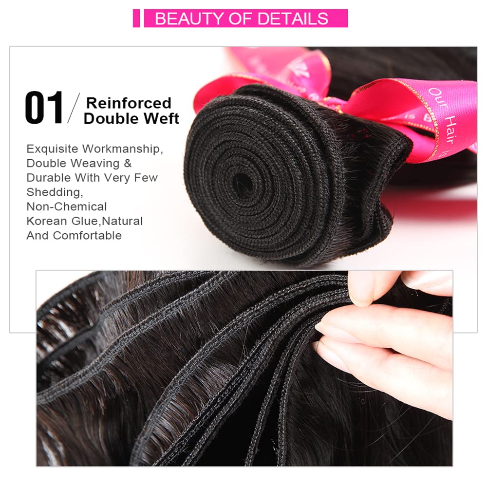 YISEA 12A Straight Hair Bundles Brazilian Virgin Human Hair Bundles Straight (16 18 20 22, Straight 4 Bundles) 100% Unprocessed Virgin Hair Bundles Straight Raw Hair Human Bundles