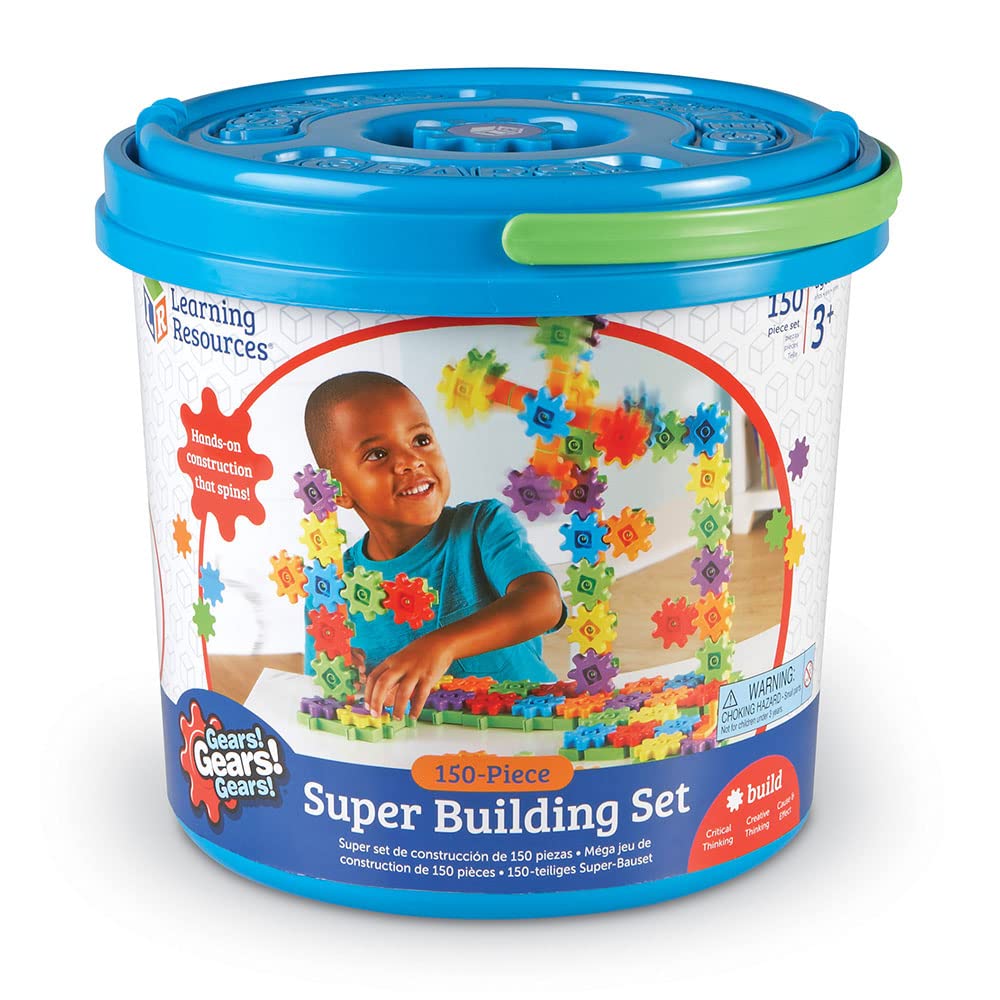 Learning Resources Gears! Gears! Gears! Super Building Toy Set, STEM Toys, Construction Toys, Gears for Kids, 150 Pieces, Ages 3+