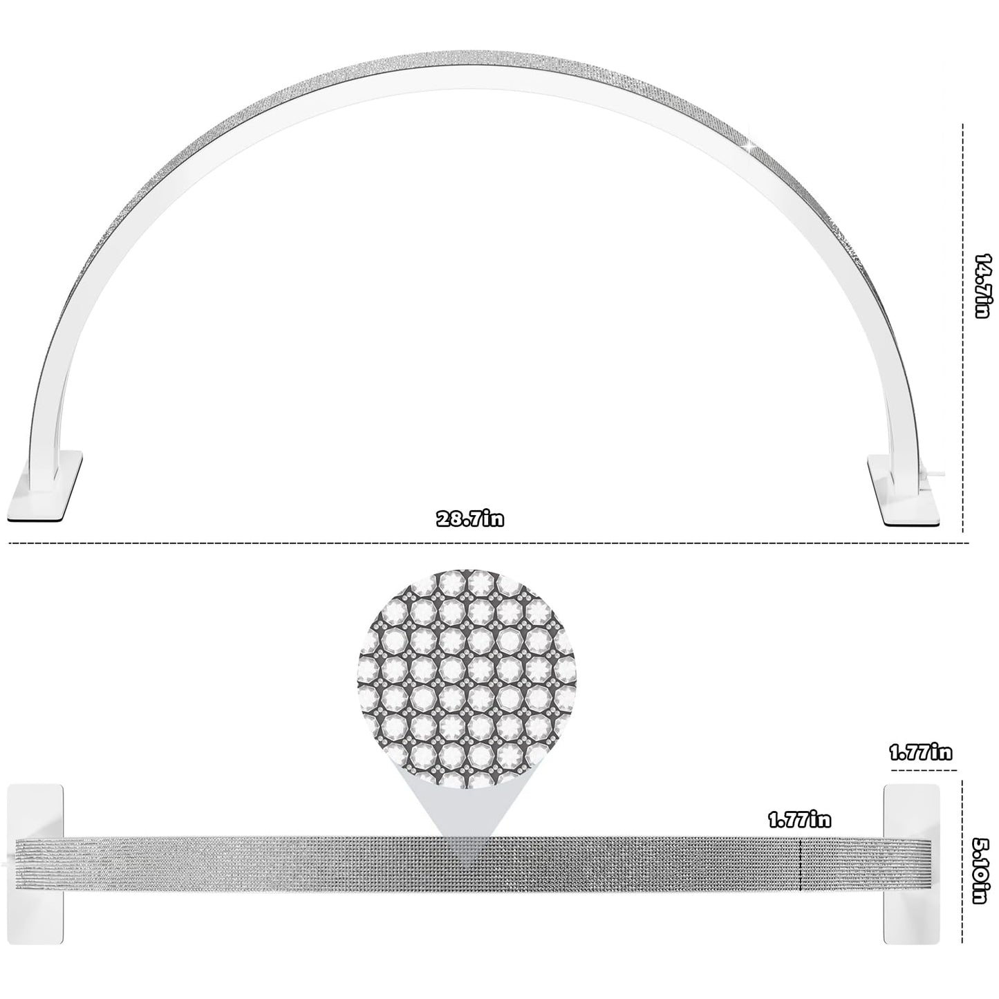 Yzzseven Large Half Moon Light for Nail Desk, 28.7" Professional 34W Led Moon Lamp Nail Tech, Nail Salon Desk Lamp 3 Mode Lighting for Manicure Technician (White)