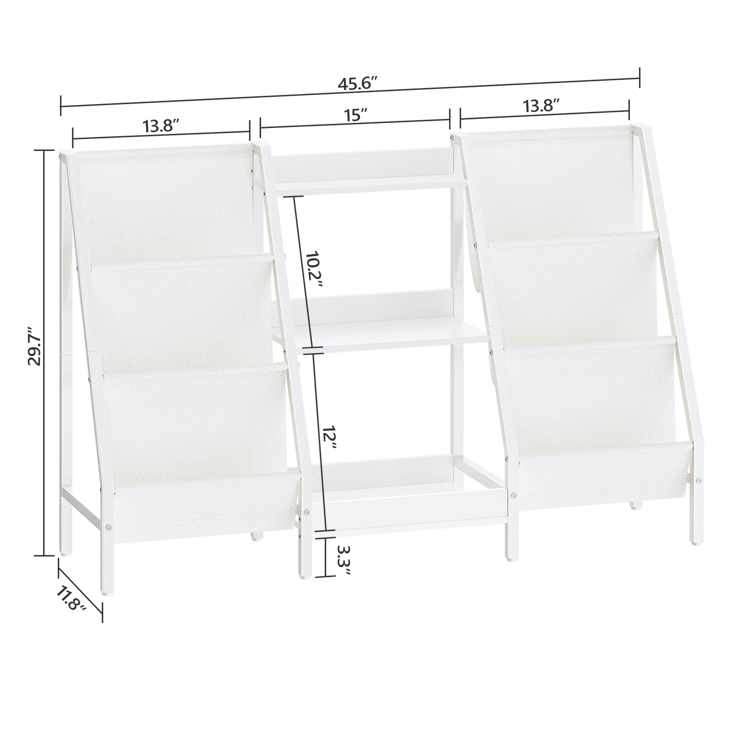 MAHANCRIS Kids Bookshelf and Toy Organizer, 3-Tier Bookshelf for Kids, Sturdy Kid Bookcase with Storage, Toddler Book Shelf for Kids Room, Playroom, Bedroom, Nursery, White BKWT34201