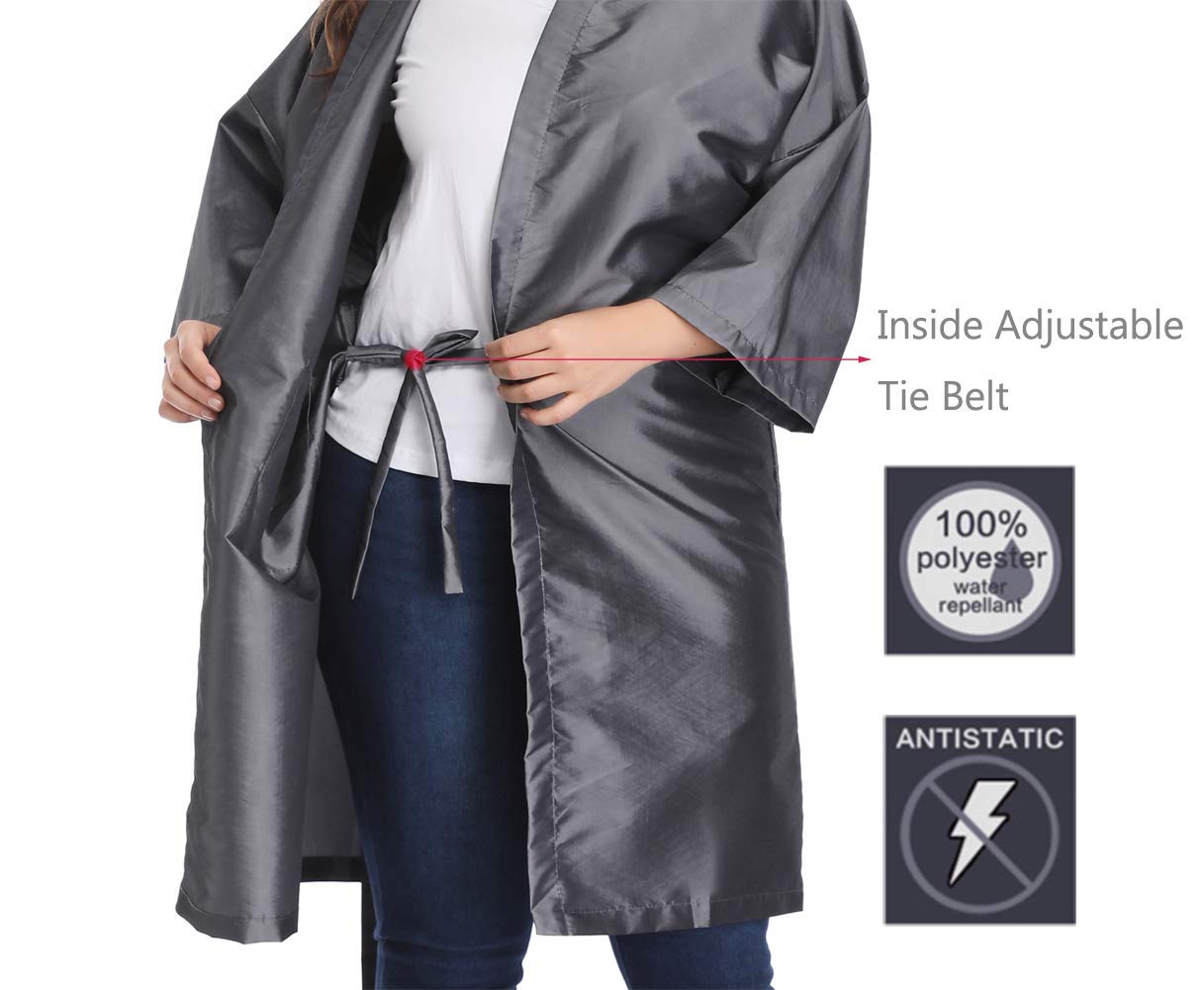 PERFEHAIR Salon Client Gown Cape, Pack of 4, Hairdressing Robes Smock for Hair Stylist to Hair Cutting, Hair Coloring, Makeup-Grey