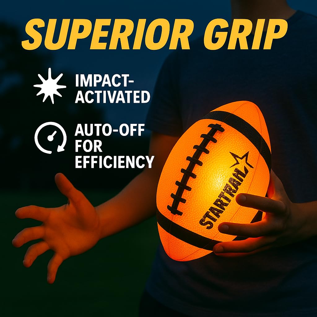 TOMLEON Light Up Football - Glow in The Dark Ball - NO 6 - Outdoor Sports Birthday Gifts for Boys 8-15+ Year Old - Kids Teenage Youth Gift Ideas Activity - Boy Toys Stuff Ages 8 9 10 11 12 13 14 15