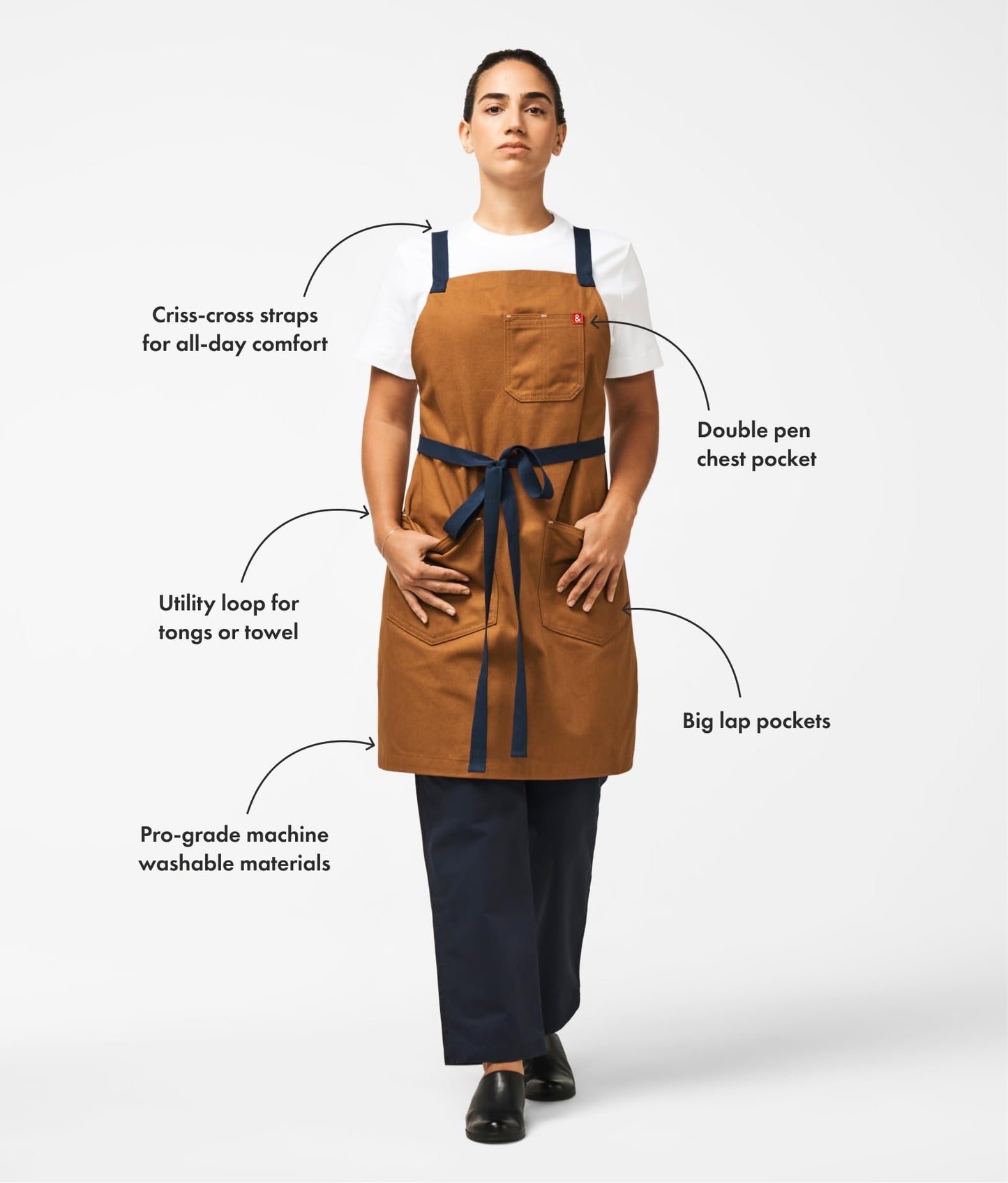hedley & bennett Crossback Chef Apron – Professional Kitchen Apron for Men & Women – 100% Cotton Canvas, 8oz Fabric – Denver Brown