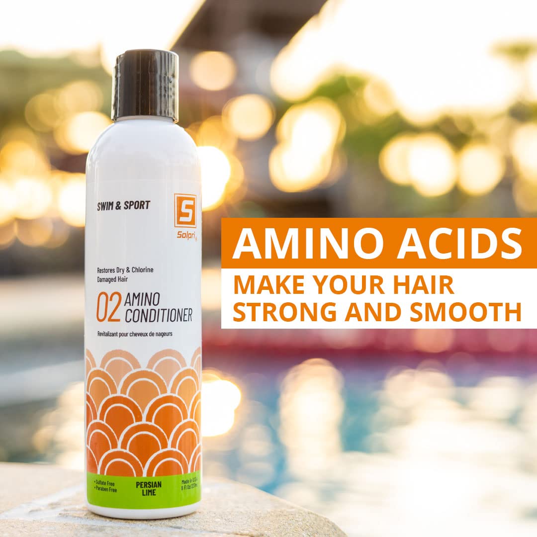 Solpri Swimmers Chlorine Vitamin C Swim Shampoo Body Wash with Pre & Post Swim Conditioner (16 Fl Oz Total)