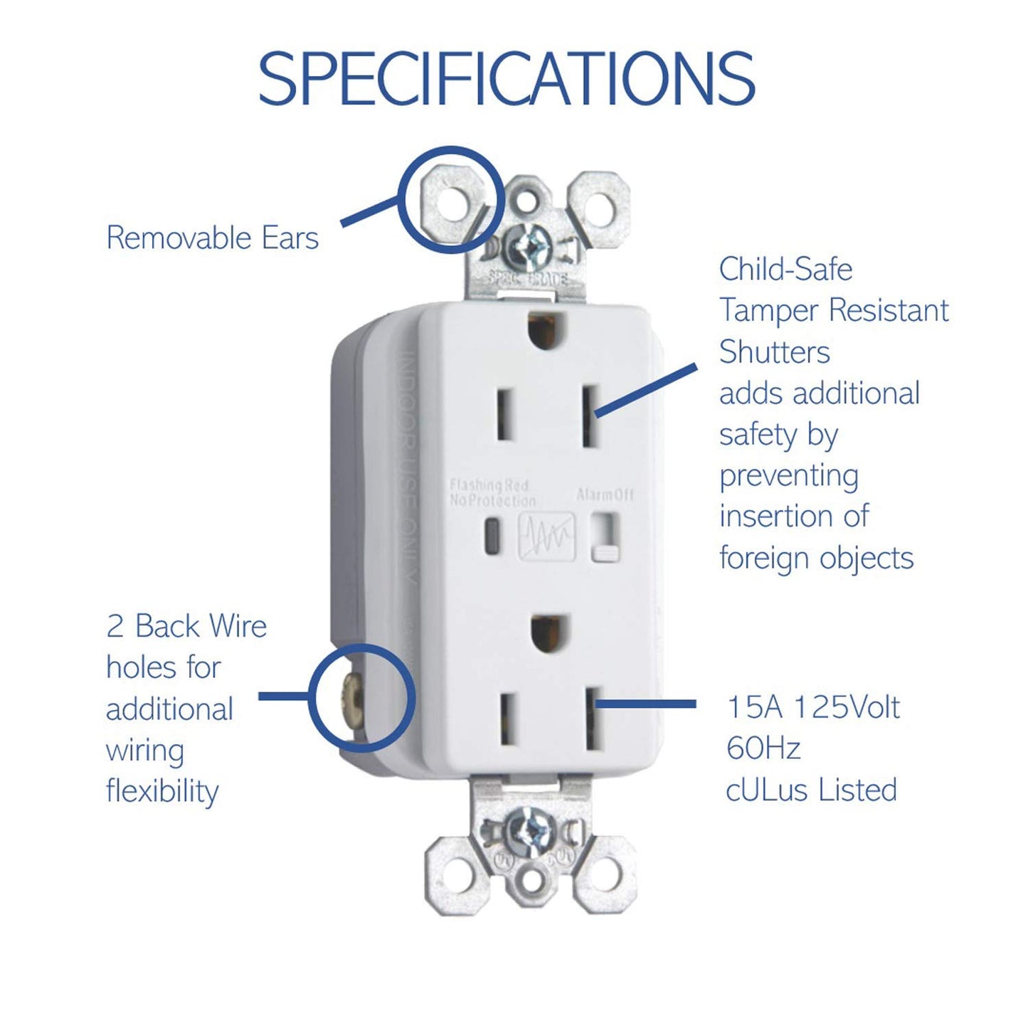 Legrand - OnQ Duplex Outlet Kit Provides Power and Surge Protection to Networking, Power Outlet Kit with Recessed Outlet Compatible with Standard Knockouts, Recessed Power Outlet, 36456902V1