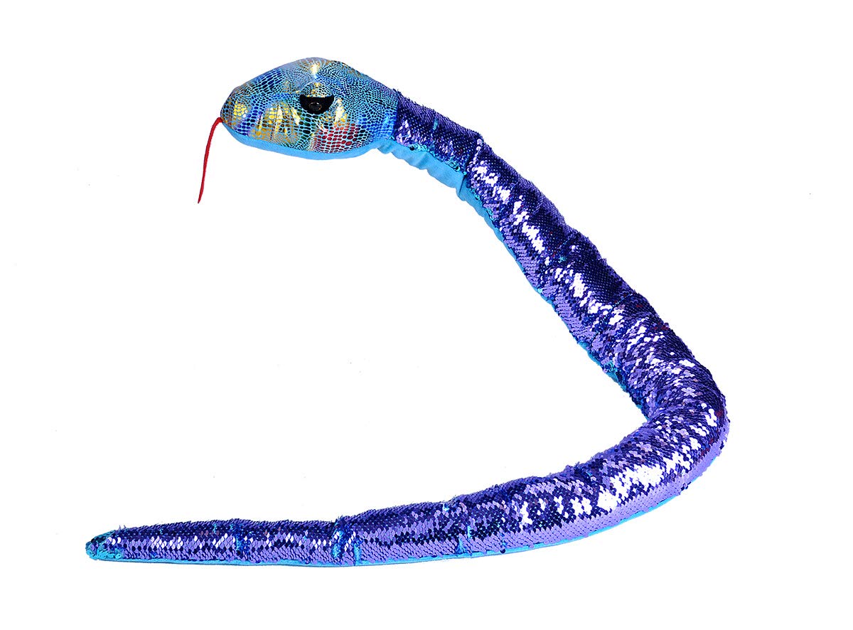 Wild Republic Sequin Snake Plush, Stuffed Animal, Plush Toy, Gifts for Kids, Teal & Purple, 54"