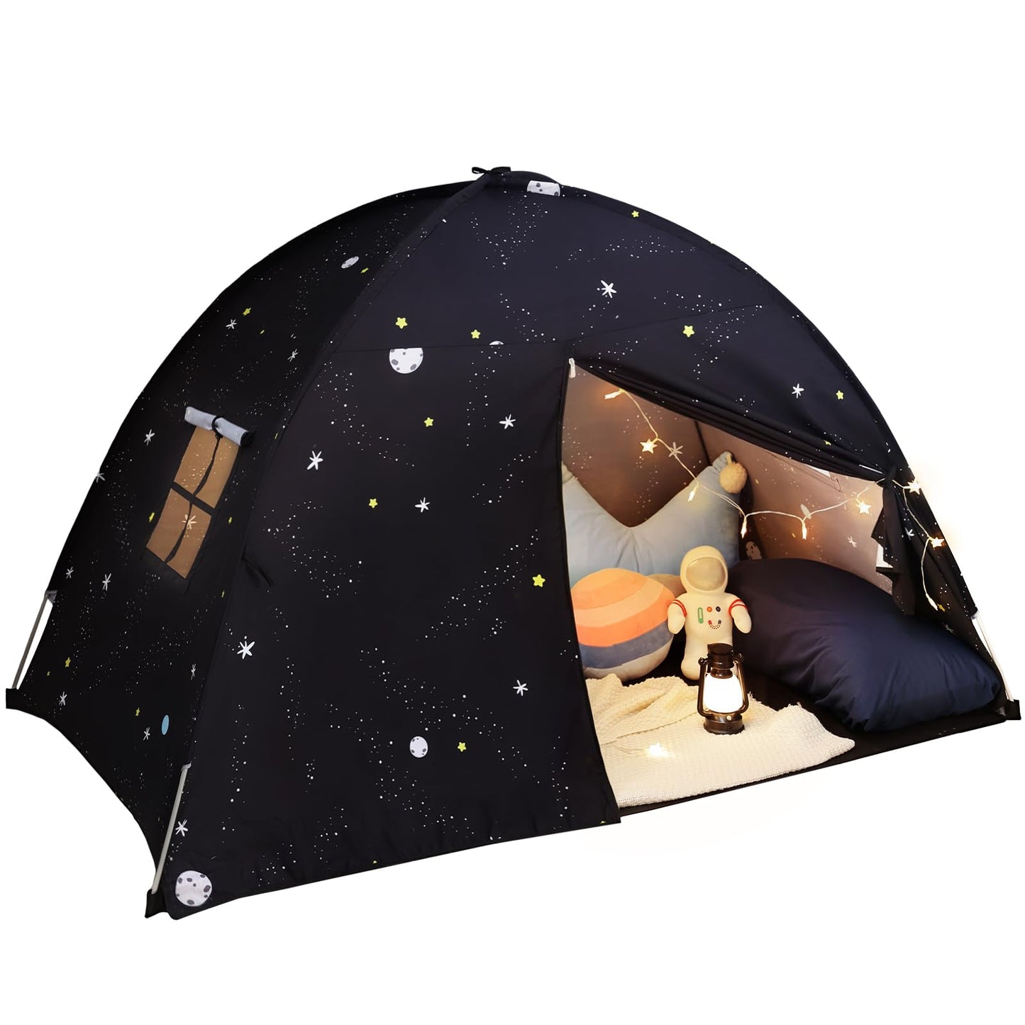 Sumbababy Large Teepee Tent for Kids - Tent Indoor Kids Teepee Tent for Boys & Girls - Kids Play Tent Inside Canopy Bed for Playroom Gift Toys (Black Galaxy)