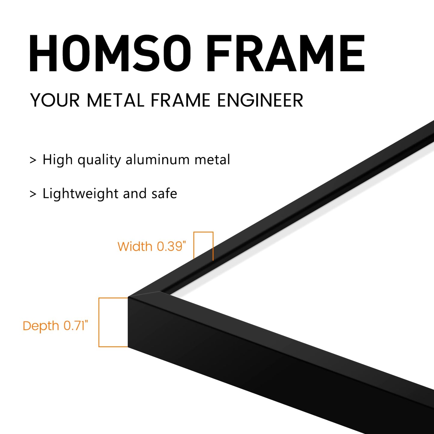 Homso A1 Poster Pciture Frame, Display Pictures A2 with Mat or 23.4x33.1 Without Mat, Thin Border Metal Frames with Plexiglass for Horizontal and Vertical, Black