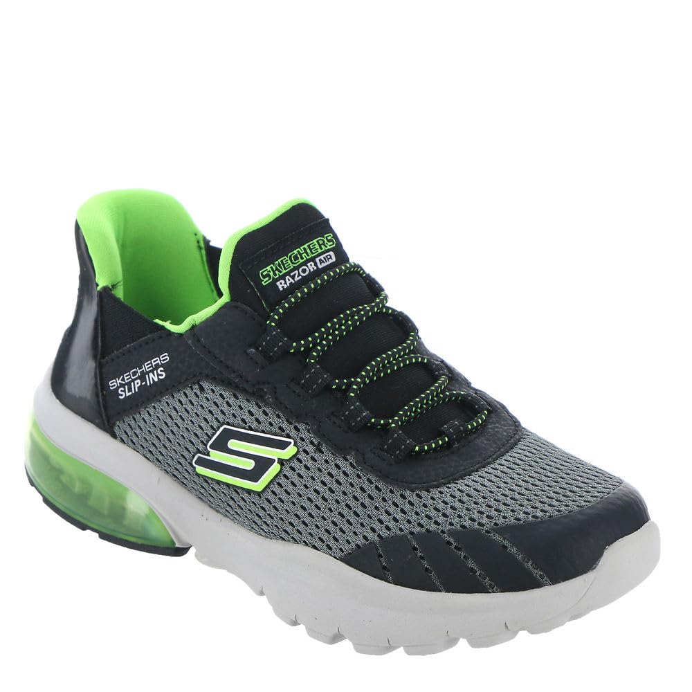 Skechers Kids Boys Skechers Razor Air-Hyper-Brisk Sneaker, Charcoal/Black, 6, Big Kid