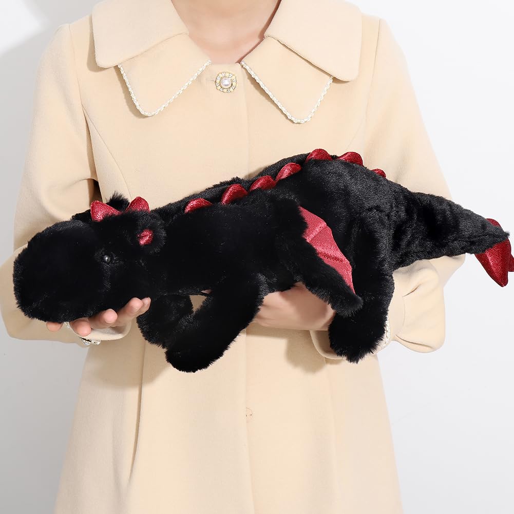 Weighted Stuffed Animals 35.4" 5Lbs, Soft and Sturdy Weighted Dragon Plush for Kids and Adults, Medium Black Dragon Stuffed Animal