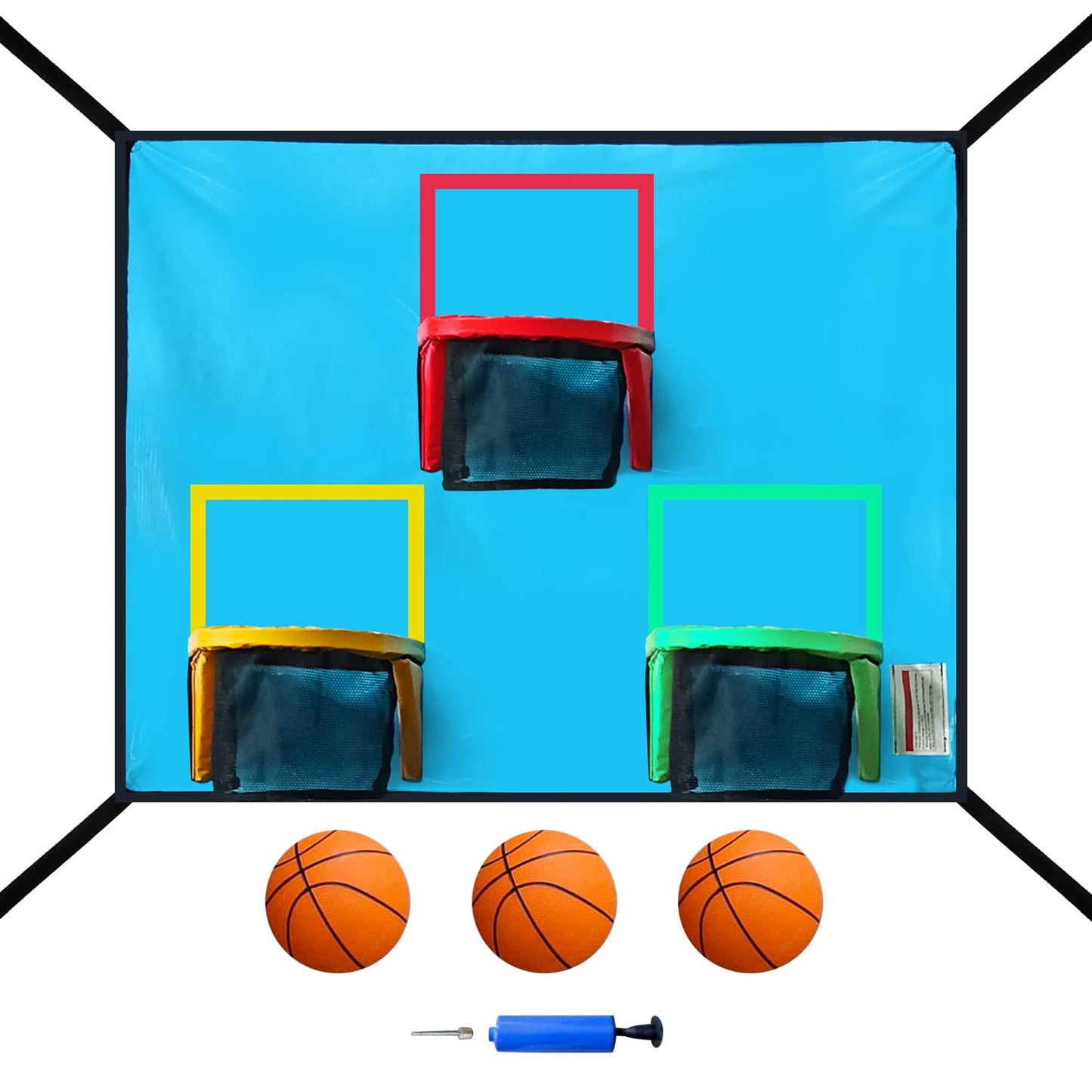 Trampoline Basketball Hoop With 3 Hoops and Balls - Lightweight, Universal Attachment, Easy to Install