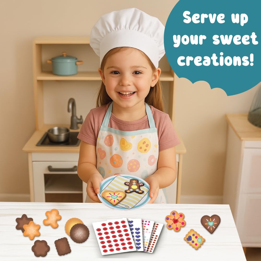 BINCA Stickies Dot Art Activity Kit - Cookie Cafe, 2000+ Stickers, Mess-Free Pretend Play, DIY Dot Sticker Art for Toddlers, Kids Travel Activities, Craft Kits & Gifts for Boys & Girls Ages 4,5,6,7