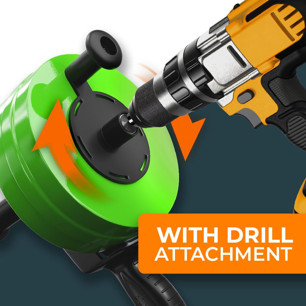 MEISTERFAKTUR drain snake [50FT] - with drill attachment - Ideal plumbing snake for sink and drain unblocking - Solid drain auger for real DYIs! (50 FT - 1/4 inch)