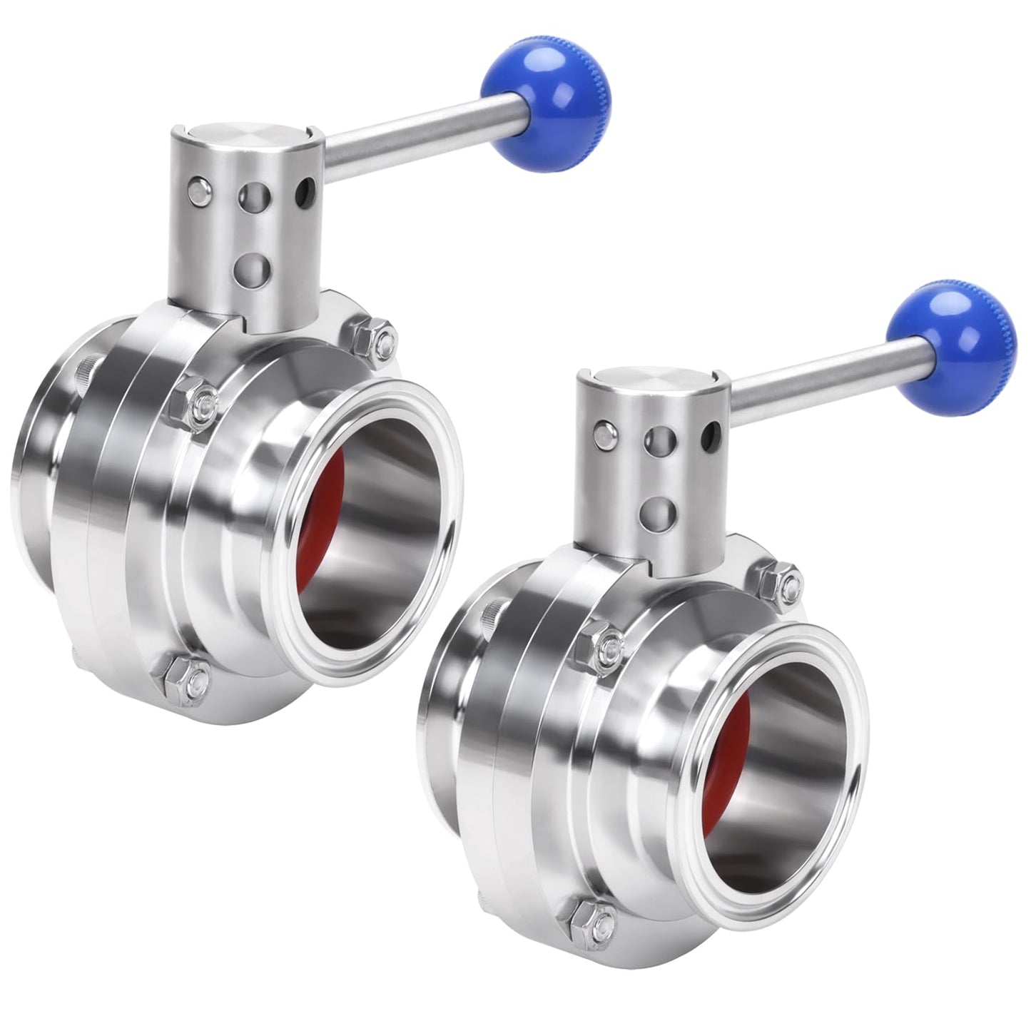 DERNORD 2 Pack 2 Inch Tri Clamp Sanitary Butterfly Valve with Pull Handle Stainless Steel 304 Tri Clamp Clover (2" Tube OD)