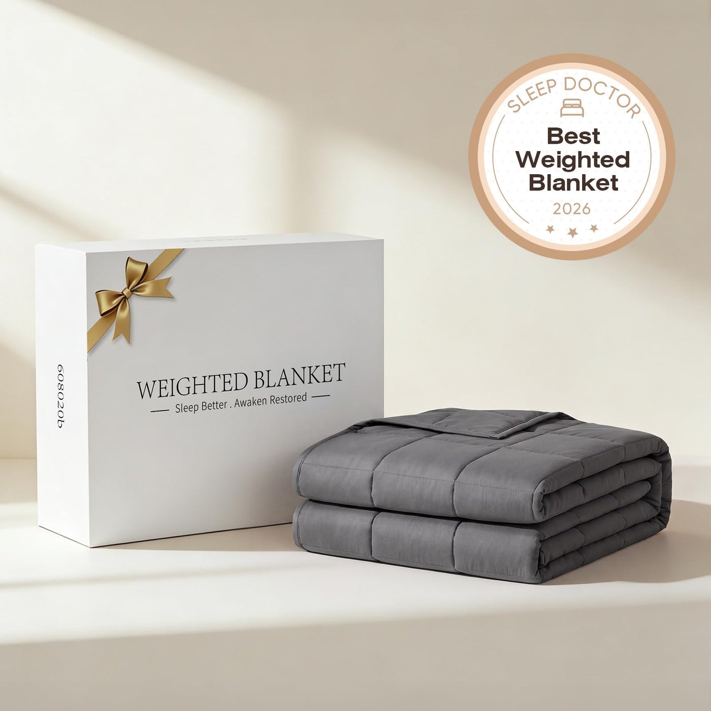 RJOP Cooling Weighted Blanket for Adults (20lbs, 60"x80") Heavy Blanket with Premium Glass, Queen Size Perfect for 190-210 lbs, Soft Breathable, Dark Grey