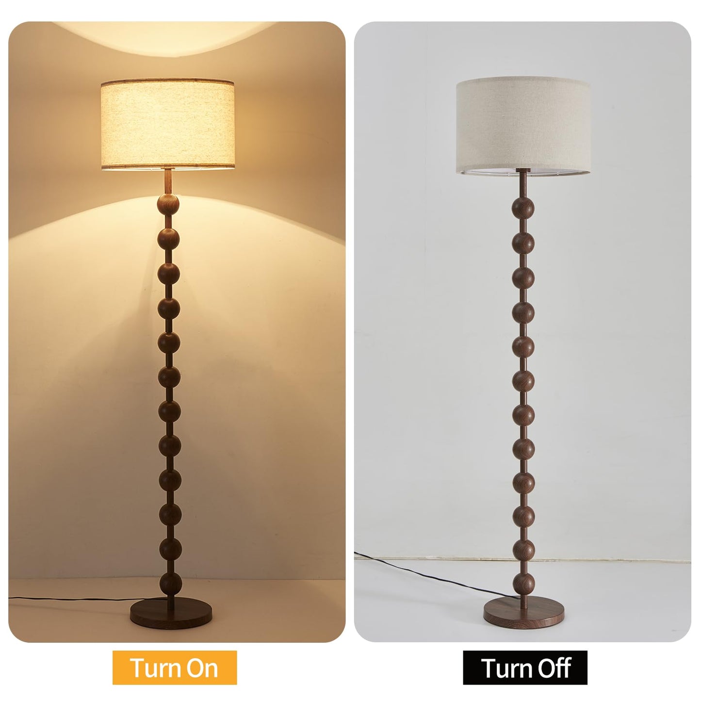 Fetason Modern Dimmable Floor Lamp with Remote Control for Living Room Bedroom, Red Wood Pattern Tall Standing Lamp Light for Home Office Dining Room with Fabric Shade