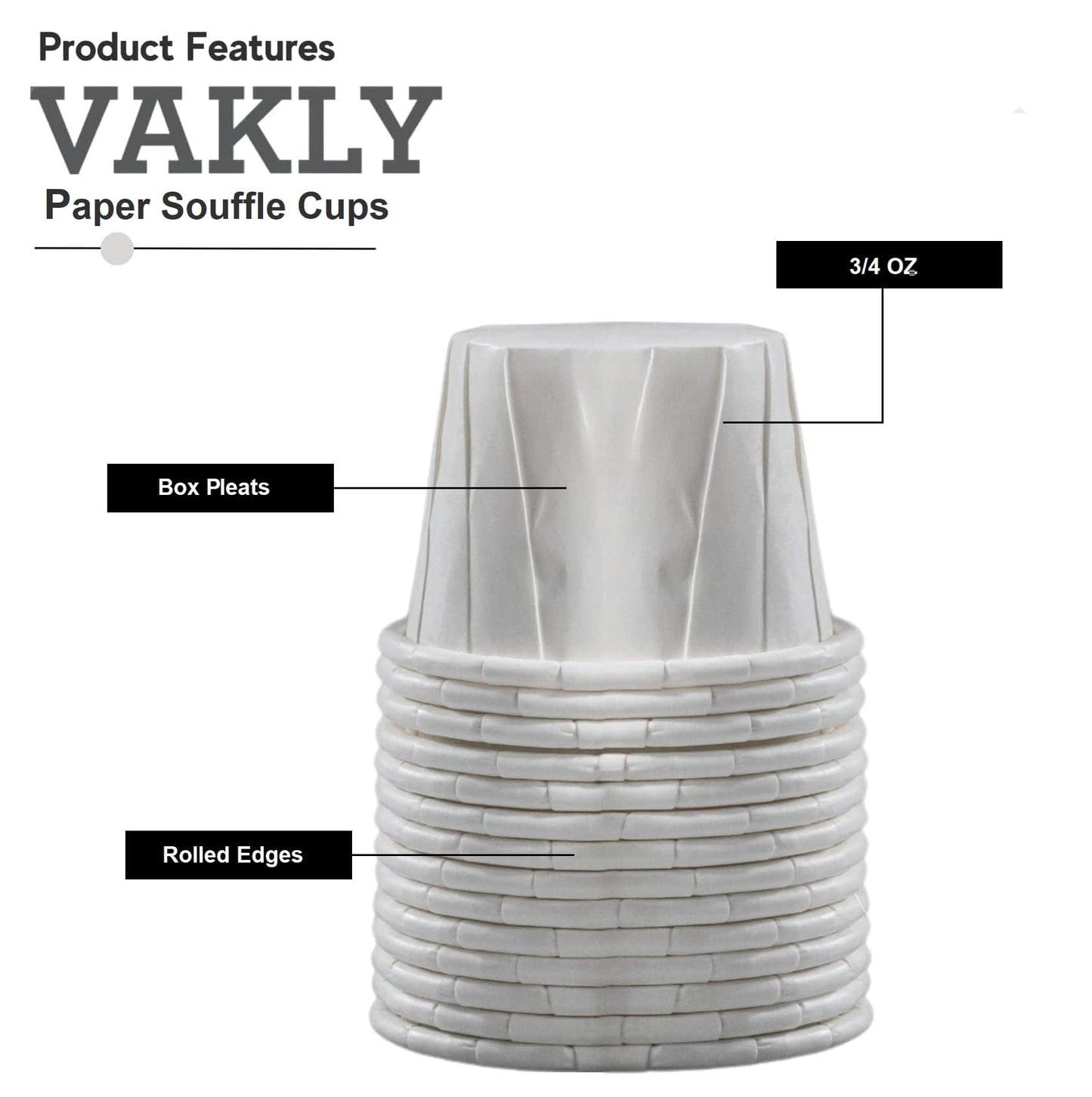 Disposable Paper Souffle Medicine Cups 3/4 oz [Pack of 2500] – (0.75 Ounce) Small Cups for Medication Distribution, Pills, Tasting, Condiments, Food and Dessert Serving