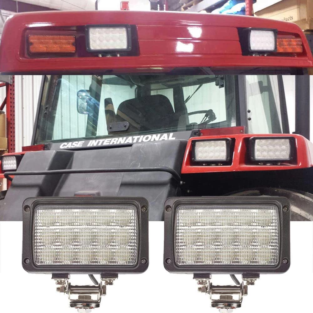 JASLITE 2PACK 6.3IN 45W Led Work Lights 12v/24v 4500LM 6500K Rectangular Foglights,Waterproof Offroad Flood Led Light Bar for Tractor,Truck,Combine,Heavy Equipment,with DT Connector
