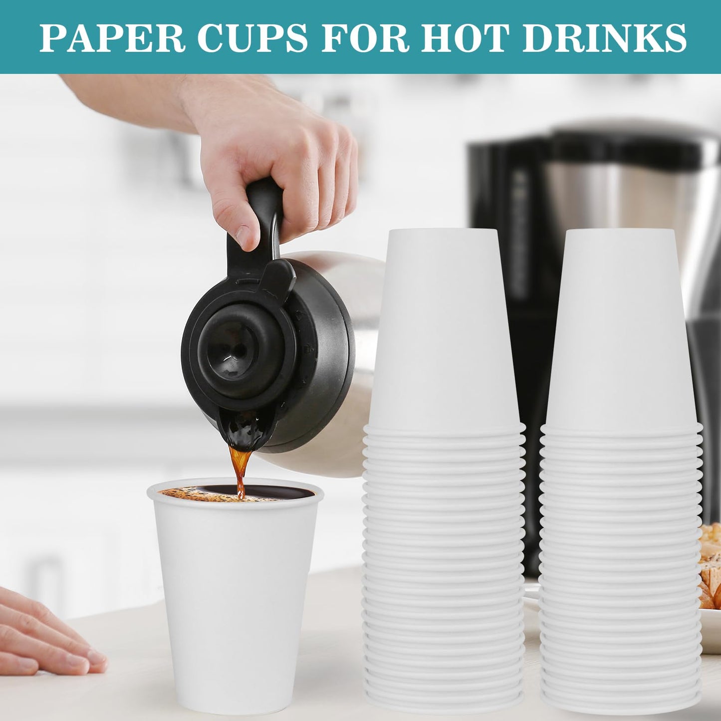 vivigu Coffee Cups - 1000 Pack Paper Cups 10 oz, Disposable Paper Coffee Cup for Hot and Cold Drink, White Paper Coffe Cup, Hot Cups Bulk for Office, Party, Home, Travel, Cafes, Bathroom