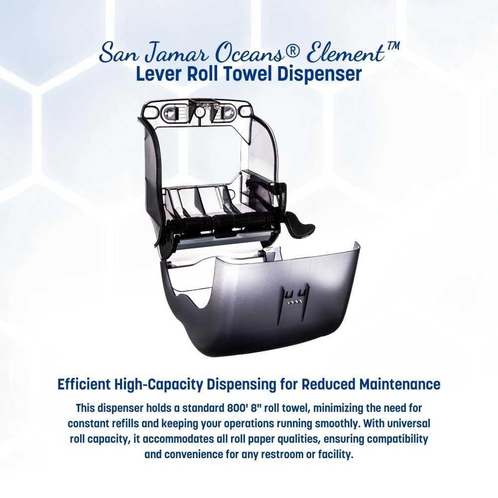 San Jamar Oceans Element Paper Towel Dispenser Fits All Core Sizes with Lever for Bathroom, Kitchens, and Restaurants, Plastic, 8.5 x 12.5 x 12.75 Inches, Black Pearl