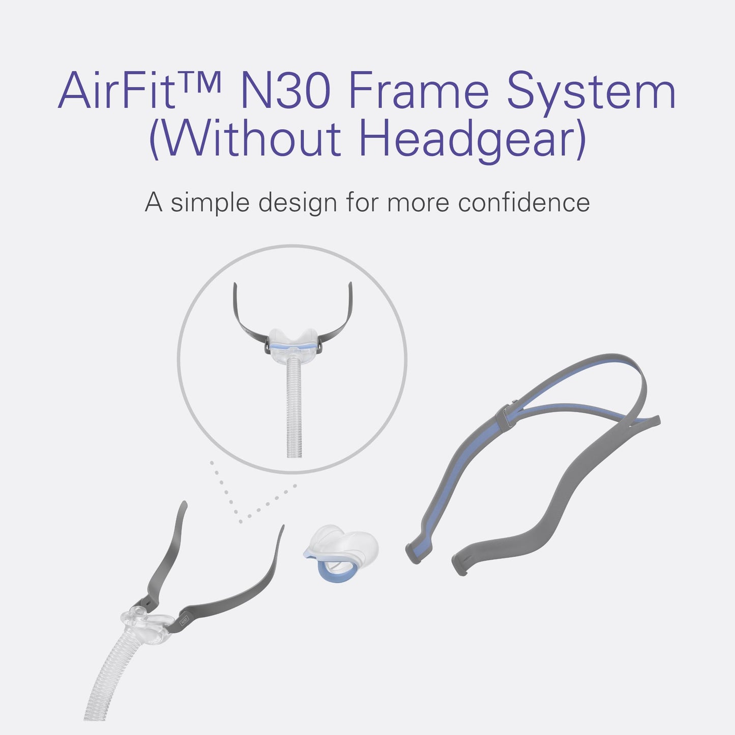 ResMed AirFit N30 Frame System - For Nasal CPAP Mask - Replacement CPAP Accessories - Without Headgear - Medium