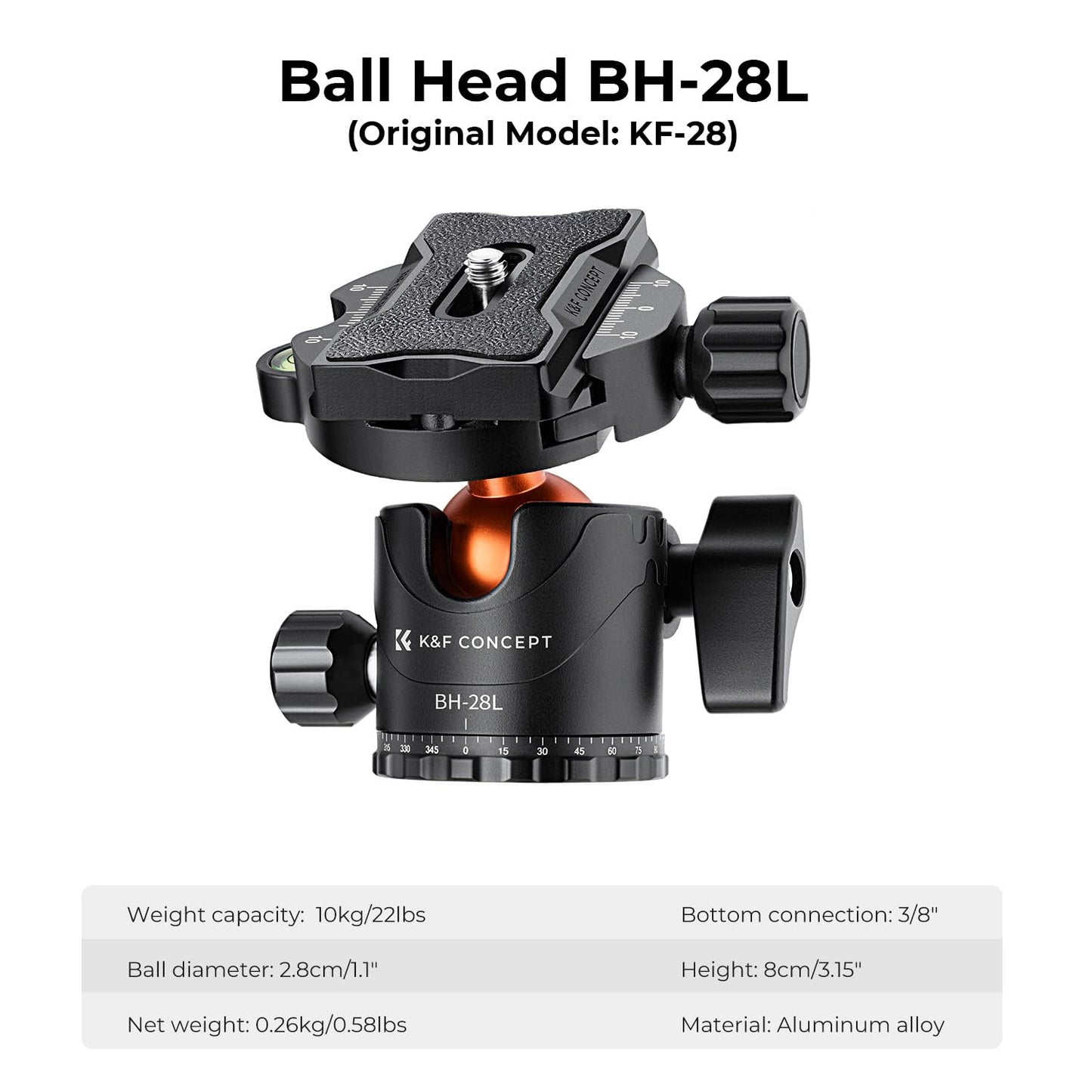K&F Concept 90 inch/230cm Ultra High Camera Tripod,Horizontal Overhead Shooting Travel Tripods with Metal Ball Head 10KG Load Capacity,Detachable Monopod, for Indoor and Outdoor Use T254A7+BH-28L