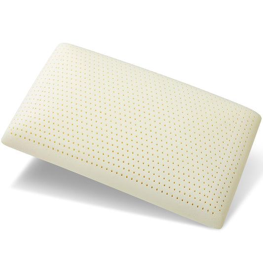 BIAMKTP 100% Talalay Latex Pillow, Luxury Queen Sleeping Bed Pillow for Side, Back, and Stomach Sleepers, Extra Soft Natural Latex Foam Pillow, Removable Breathable Cotton Cover (1, Queen (Mid Loft))
