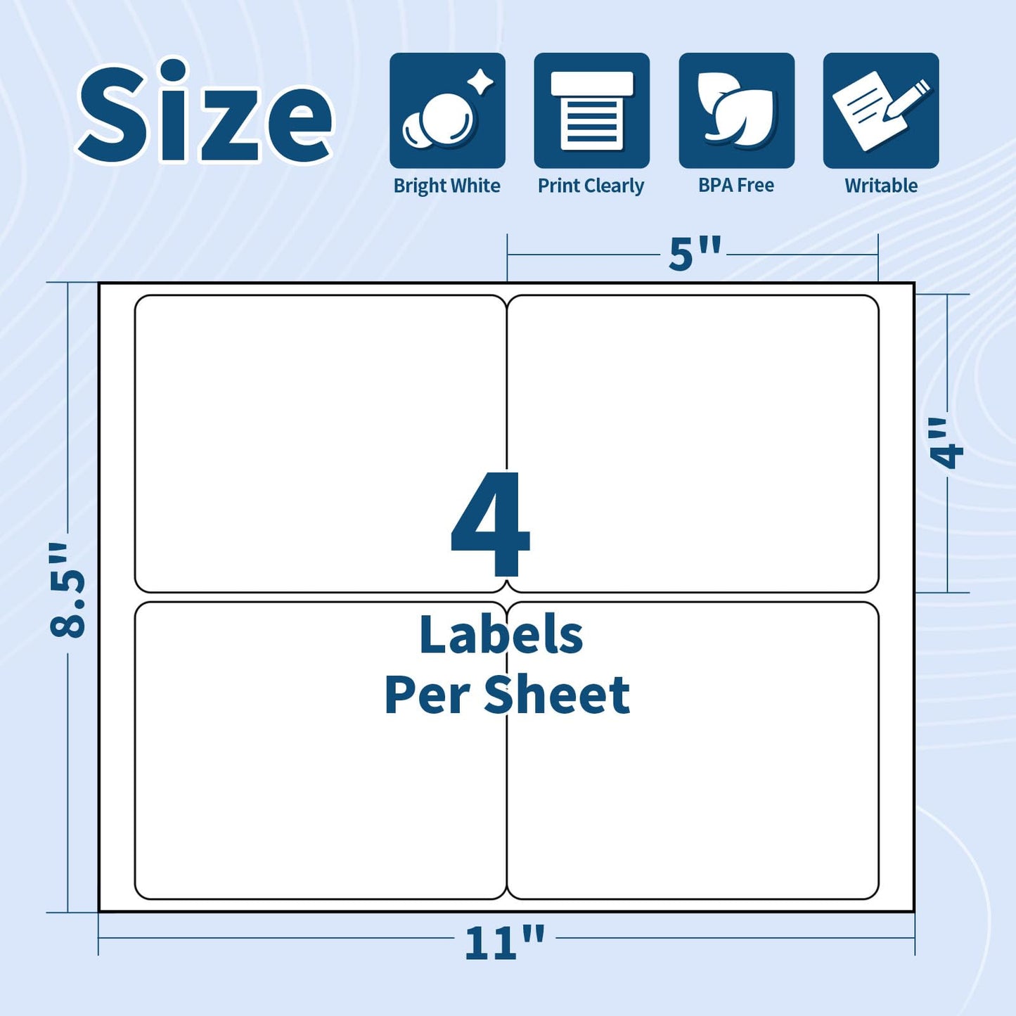 500 Sheets 2000 Labels 4x5 Shipping Label for Laser & Inkjet Printers, Permanent Adhesive, 4 Labels per Page, A4 Size, Perfect for Mailing & Addressing