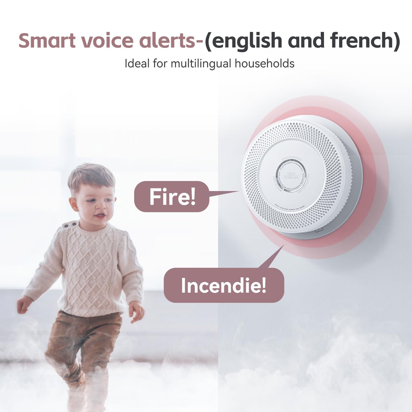 5 Packs Hardwired Smoke Detector Carbon Monoxide Detector Combo, Hardwired & Wireless Interconnected Smoke and Carbon Monoxide Alarm with Voice Alerts,Replaceable Battery Backup