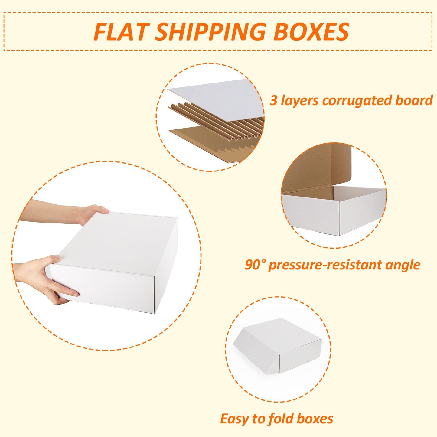 HORLIMER 13x10x4 inches Shipping Boxes Set of 15, White Corrugated Cardboard Box Literature Mailer, 15 Stickers Included