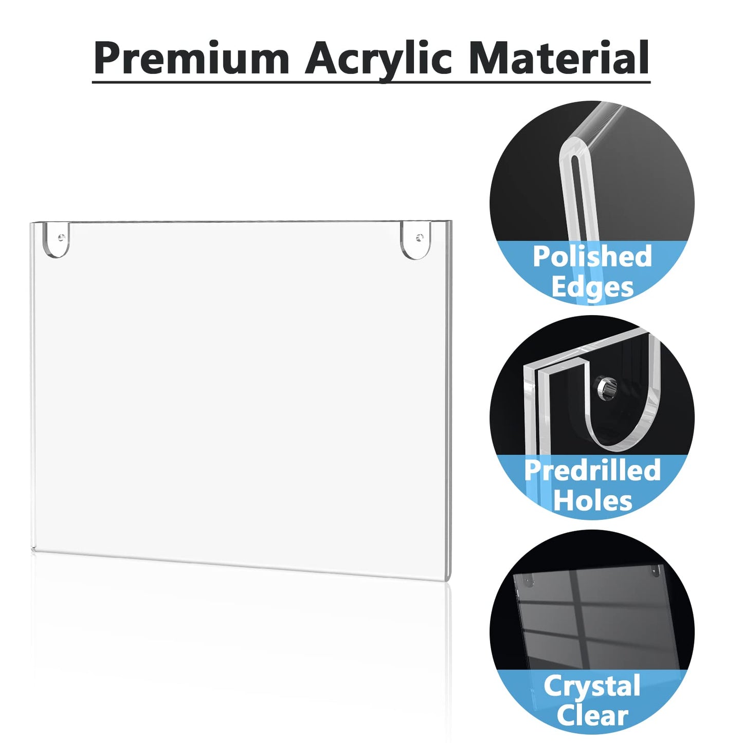 MaxGear Acrylic Sign Holder 11 x 17 Inch, Wall Mount Sign Holders Clear Plastic Picture Frame with Adhesive Tapes and Mounting Screws for Office, Home, Store, Restaurant, Landscape, 6 Pack