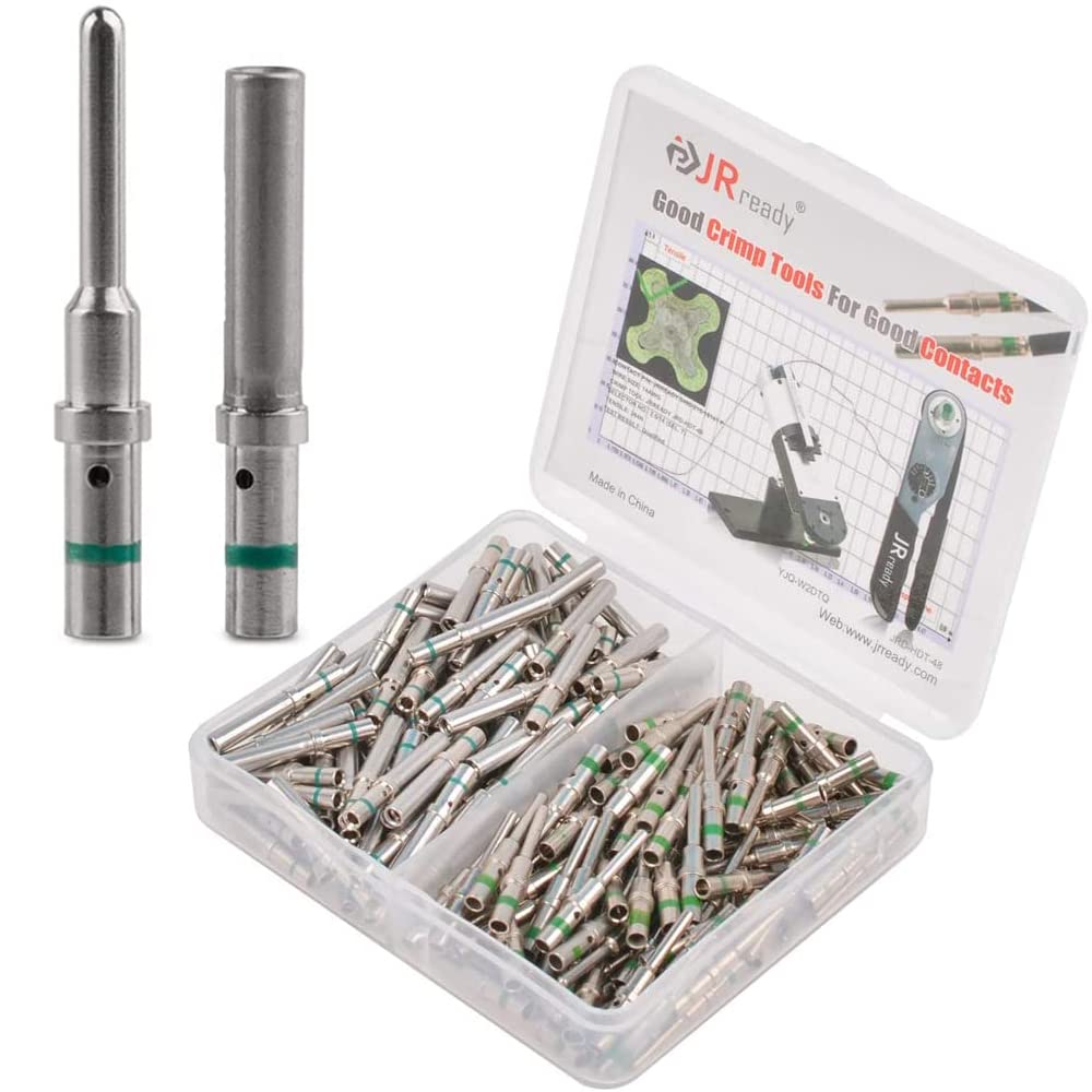 JRready ST6118 DT Connector Terminal Kit Contact Size 16, Male Pins 0460-215-16141/Female Sockets 0462-209-16141 Solid Contacts Wire Gauge 14-20 AWG, 100 Pairs