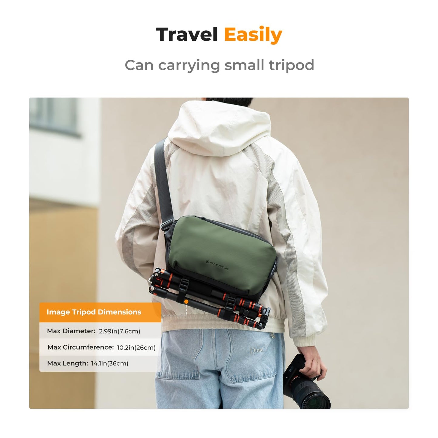 K&F Concept 2 in 1 Sling Bag Everyday Shoulder Bag & Multifunction Photography Crossbody Camera DSLR Backpack Portable Bag Black-Green