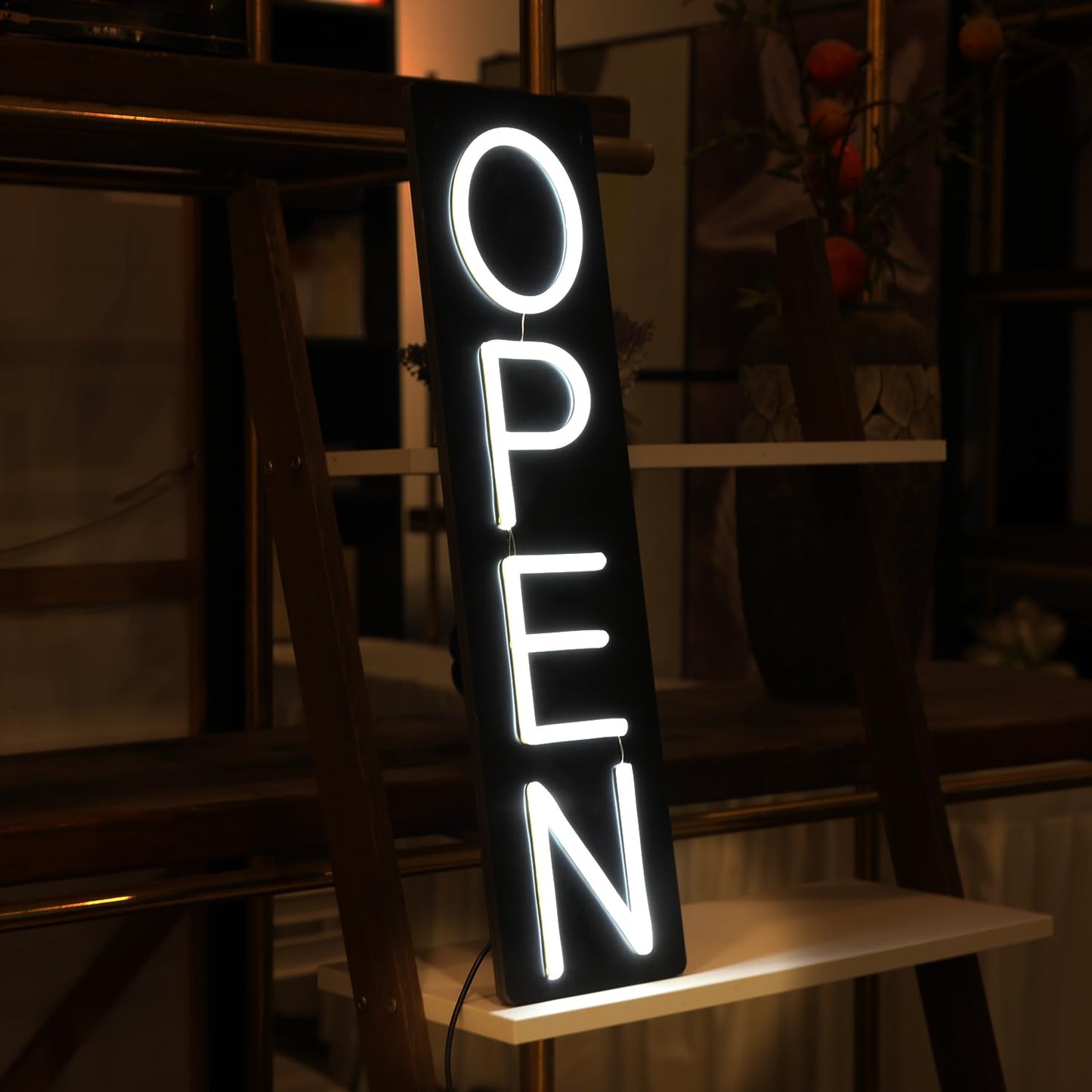Open Signs for Business 12V/2A Ultra Bright LED Neon Open Sign 16 Inch Lighted Open Sign Electric Light Up Open Sign for Business Storefront Window Glass Door Retail Shop Store Bar Salon Restaurant,Vertical White