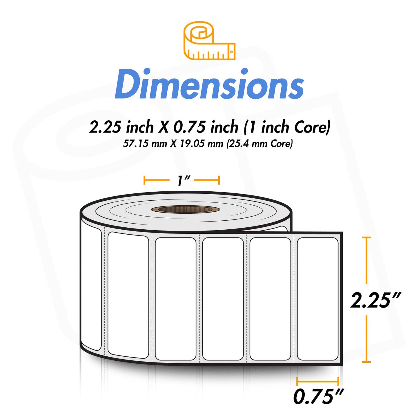 (10 Rolls, 17000 Labels) 2.25" x 0.75" Direct Thermal Blank Shipping Labels for Rollo Printer & Zebra Desktop Printers - 1" Core, Multipurpose UPC Barcode Address - Adhesive Perforated
