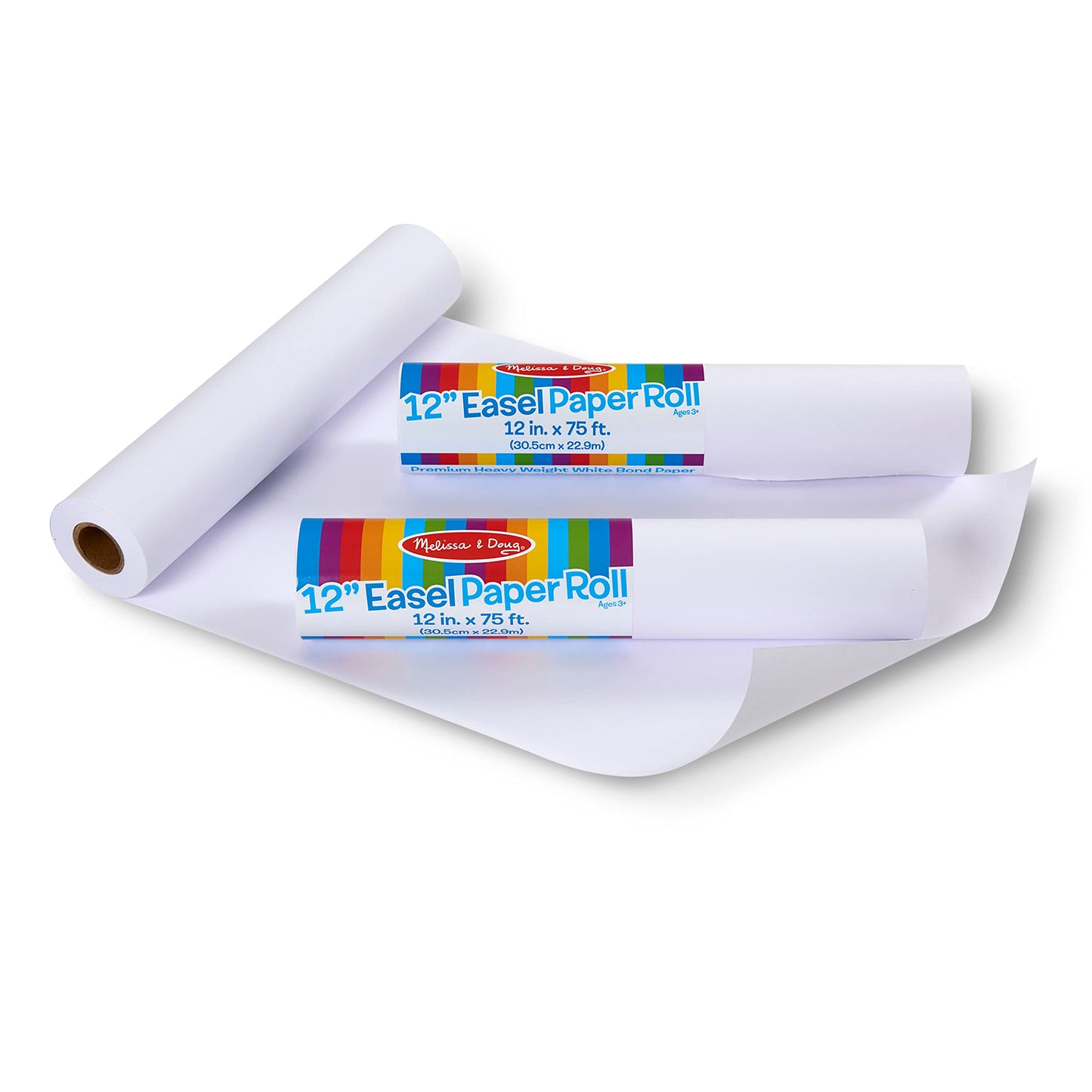 Melissa & Doug Tabletop Easel Paper Roll (12 inches x 75 feet), 3-PackKids Drawing Paper, Art For Kids