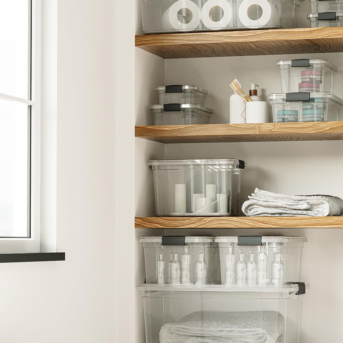 Superio Clear Storage Box with Lid, 21 Quart Plastic Container Bins for Organizing, Stackable Crates, BPA Free, Non Toxic, Odor Free, Organizers for Home, Office, School, and Dorm