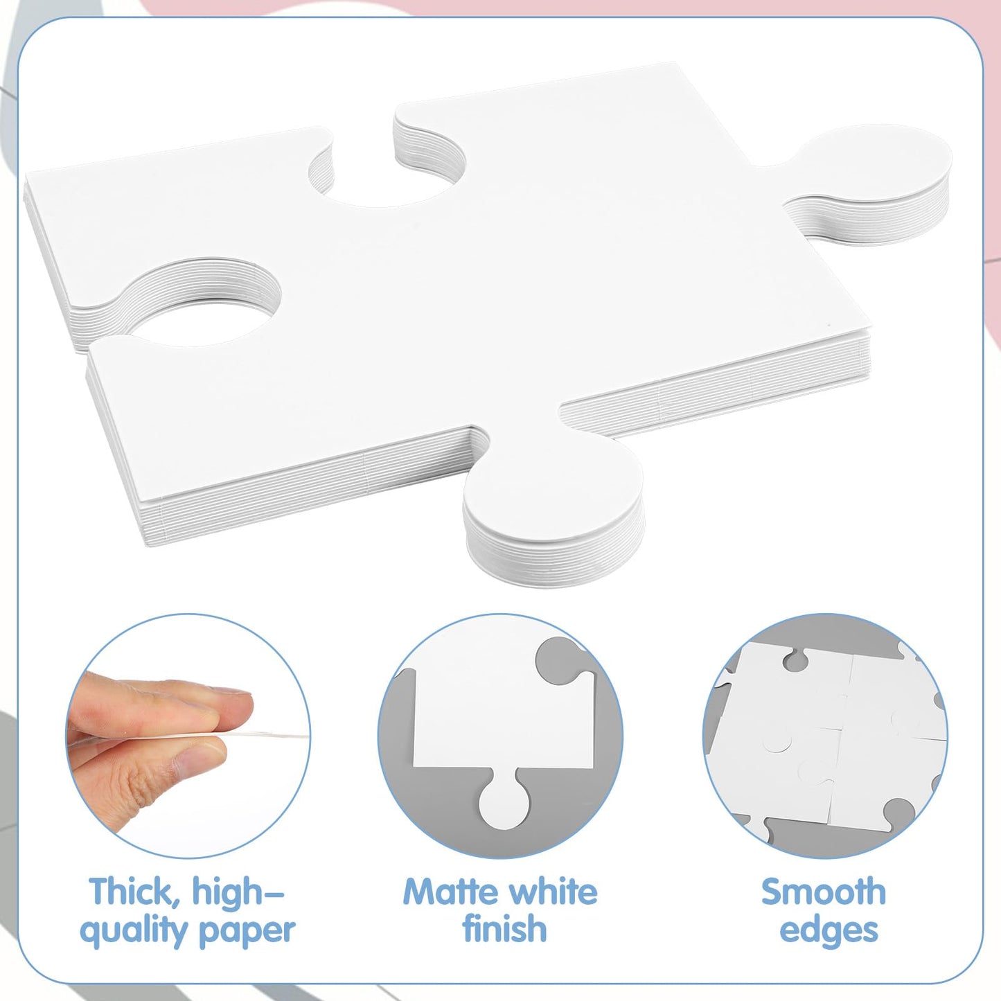 60 Pcs Large Blank Puzzle Pieces 8 x 9 Inch White Blank Puzzles to Draw on for Adult to Draw and Write and Makes Your Own Art Display