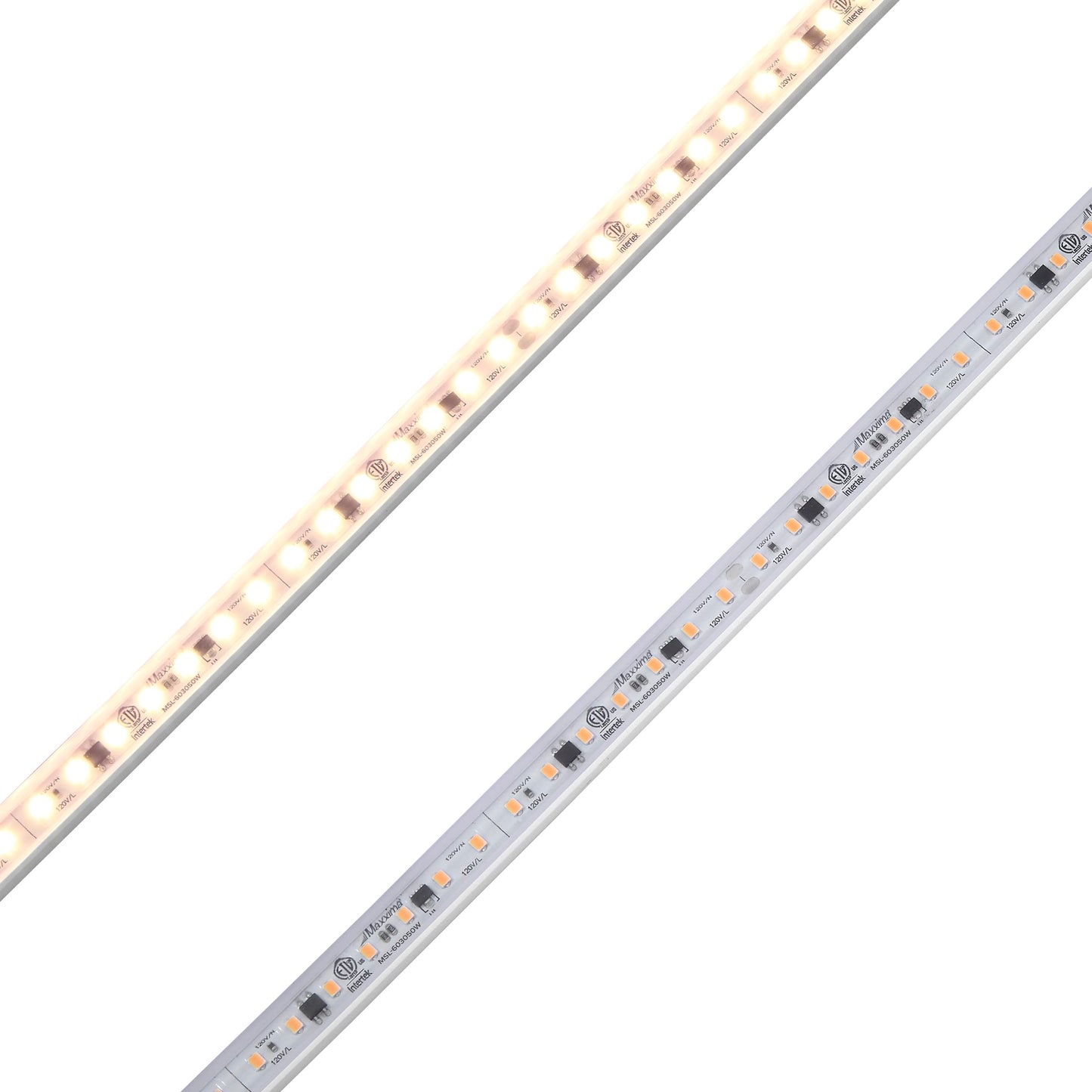 Maxxima 60 in. Hardwired LED Under Cabinet Strip Light, 2300 Lumens, 3000K Warm White, Kitchen and Living Room 120V White Cove Lighting, No Power Supply Needed